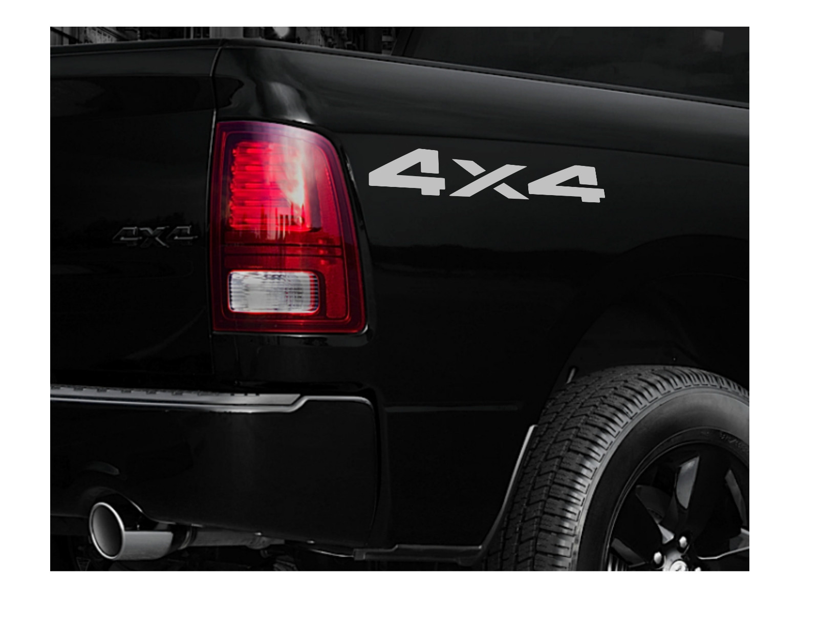 4x4 Truck Bed Decals For Dodge Ram Or Dakota - Black Vinyl Set (Left/Right/Upper Placement) 4 thumbnail image