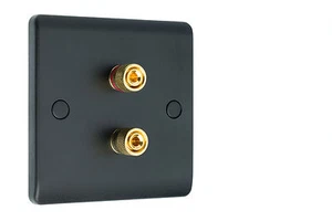 Placa frontal de pared de altavoz 2 postes de unión de oro negro mate para tapones de plátano - Imagen 1 de 7