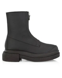 Nuevas Botas Deportivas Stuart Weitzman Charli con Cremallera de Cuero Negro $595 - Imagen 1 de 8