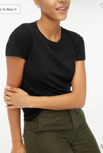 J.Crew T-shirt Women’s Girlfriend Crewneck Tee SZ XXL Black Top Basic Casual - Picture 1 of 6