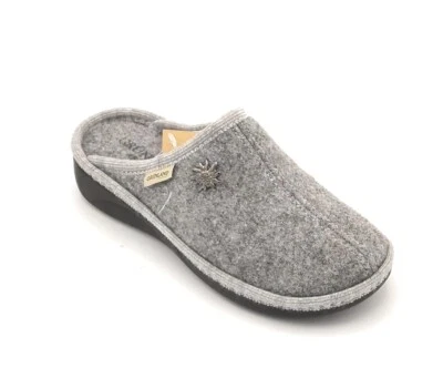 Grunland CI2981 pantofola tessuto panno grigio borchia fondo gomma - Immagine 1 di 4
