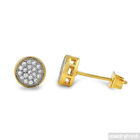 Gold Small Round CZ Pave Stud Earrings for Men or Women