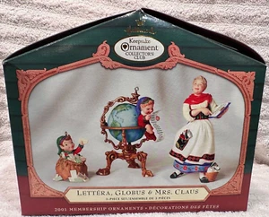 Hallmark Keepsake 2001 Lettera Globus & Mrs Claus 3 Piece Set Christmas Ornament - Picture 1 of 7
