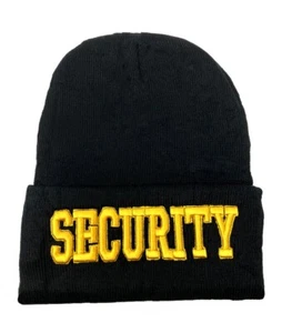 Gorro SEGURIDAD Negro con Dorado Alto Relieve Bordado Tejido - Unisex Adultos - Imagen 1 de 3