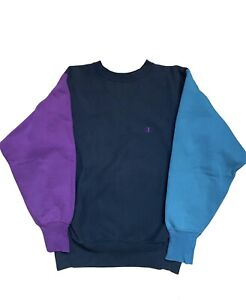 Vintage 1990’s Champion Reverse Weave Color Block Crewneck Sweatshirt L/XL RARE