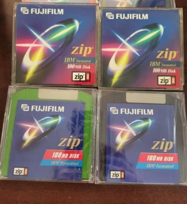 4 discos FujiFilm Zip 100 MB formateados IBM 2 están sellados 2 están abiertos Foto 1 de 3