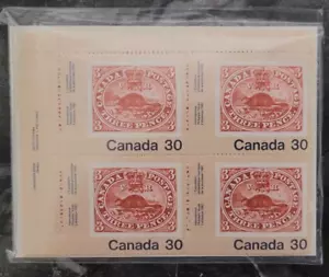 1982 Stamps Canada #909 Three Pence Beaver 30 cent Plate Block Set - Picture 1 of 2