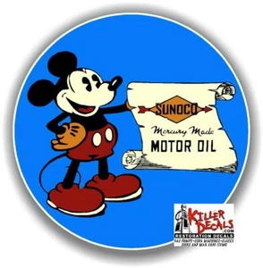 (SUNOC-14) 12" SUNOCO GASOLINA MICKEY MOUSE BOMBA DE GAS TANQUE DE ACEITE CALCOMANÍA - Imagen 1 de 1