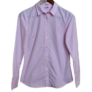 J. Blusa Crew Kathryn Calce Ajustado Rayas Botones Camisa Rosa Blanca XSmall - Imagen 1 de 9