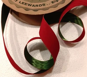 Weihnachtsdekoration SAMT-SATIN Band 2 Ton ROT + GRÜN Lee Wards 3 Yard + 12" USA - Bild 1 von 3