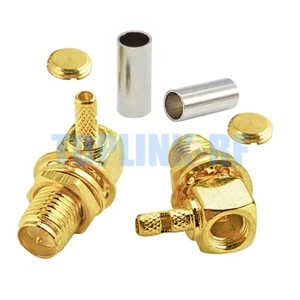 10x RP-SMA Female Jack ( Male Pin ) RA Crimp RF Connector For LMR100 RG316 RG174 - Imagen 1 de 5