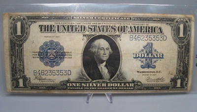 Nice Middle Grade 1923 $1 Silver Certificate "HORSE BLANKET" Large Note. B/D Blk - Image 1 of 4