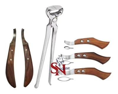 SN EQUINE Set of Hoof Nipper 12" and Farrier hoof de Knives & Loop Knives Hoof Knife Set