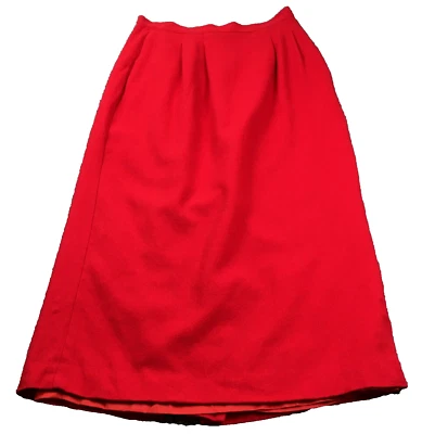 Falda de lana para mujer Valerie Stevens talla 8 roja plisada trasera bolsillos con cremallera abertura Foto 1 de 4