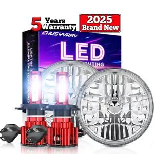 For Suzuki Samurai SJ410 7 inch LED Round Headlights Pair Hi/Lo Beam x2 H4 - Picture 1 of 24