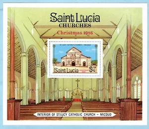 GTSTAMPS St Lucia, Sc #871, MNH, 1986, S/S, CHRISTMAS, CHURCH HOLIDAY - Picture 1 of 1