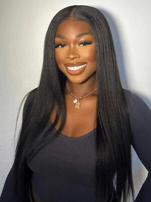 UNice Yaki Straight Human Hair V Part Wig 18 Glueless Wear and Go Wigs for Women - Image 1 of 4