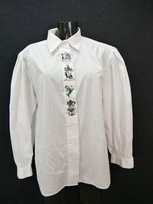 Gr.48 Trachtenbluse weiß Bluse Baumwollmischung mit Stickerei TB7029 - Bild 1 von 4