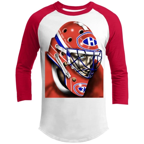 Patrick Roy Shirt Raglan 3/4 Sleeve Franchise NHL Montreal Canadiens Goalie Mask Cover