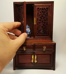 Chainess Vintage Dollhouse Miniature Furniture Display Cabinet Showcase Wood - Picture 1 of 8
