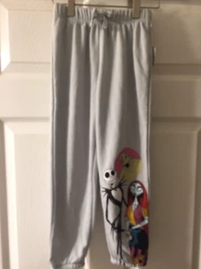 6 6X Disney Nightmare Before Christmas Gray Jack Sally Sweat Pants Joggers Girl - Picture 1 of 6