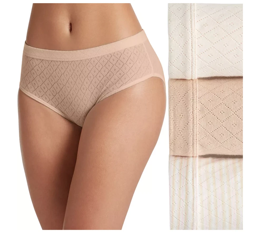 Paquete de 3 ropa interior clásica de algodón para mujer Jockey Hipsters Breathe (transpiración desnuda transparente) Foto 1 de 1