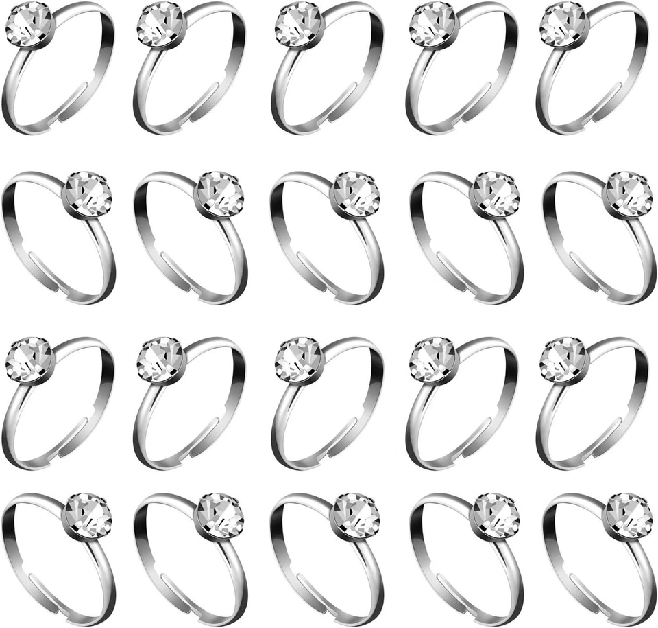 Whaline 36 Packs Silver Diamond Engagement Rings Bridal Shower 36