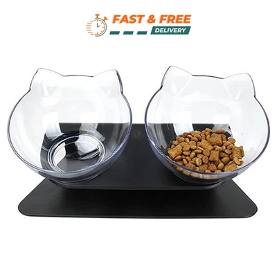 Миски для домашних животных двойные приподнятые миски для кошек с наклоном 15° против рвоты приподнятая миска для домашних животных - Изображение 1 из 4