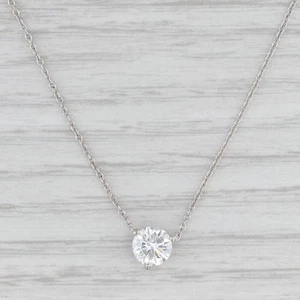 Lab Grown Diamond Pendant Necklace 14k White Gold 18" 1.11ct Round E VVS2 IGI - Picture 1 of 8