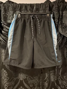 Nike Herren Größe Medium blau/schwarz Mesh gefüttert Kordelzug Badehose Shorts - Bild 1 von 2