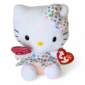 2012 Ty Sanrio Hello Kitty 6" Peluche Piruleta Lunares Vestido Peluche - Imagen 1 de 16