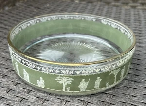 Vintage Jeannette Glass "Wedgewood Green Hellenic Jasperware" Ashtray - Picture 1 of 4