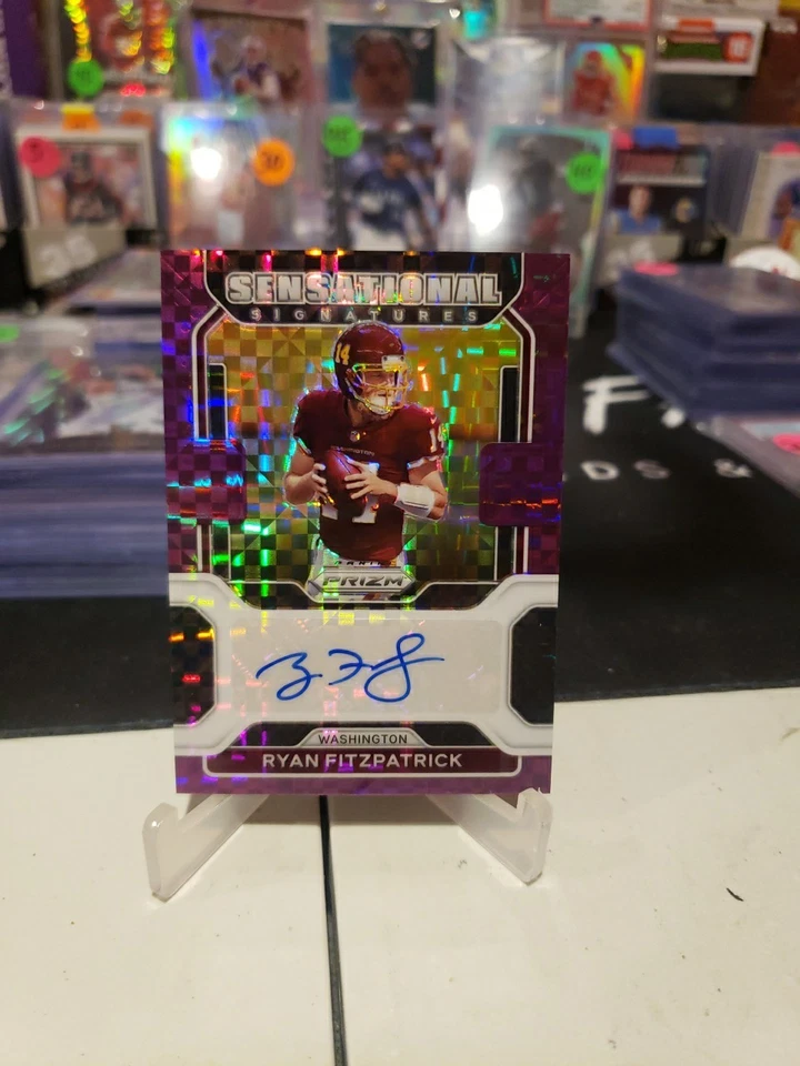 2021 Prizm Ryan Fitzpatrick Purple Squares Auto /49 Commanders 🔥 - Image 1 of 3