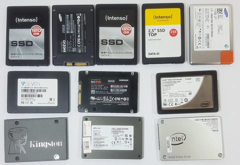 11x SSD Samsung SATA 2,5" Intenso Samsung 840 860 Evo Intel SSD 520 Micron uvm. - Bild 1 von 1