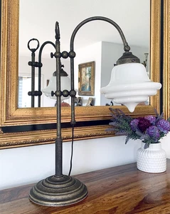 Tischlampe Messing Lampe AURUM Jugendstil Schreibtischlampe Leuchte Antik Stil - Bild 1 von 8