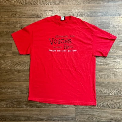 Y2K / Vintage Hybrid Tees "Voices Aren’t Real" Funny Ironic Quote T-Shirt Red XL - Image 1 of 4