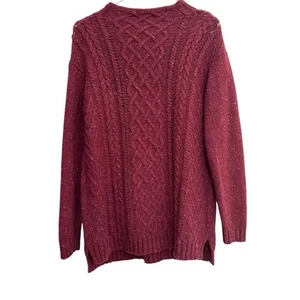 J Jill Women’s Cable Knit Sweater Size M Red Wool Alpaca Cashmere Pullover Mock - Picture 1 of 5