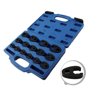 Metric Crowfoot Wrench Set with Storage Case 15 Sizes for Hard to Reach Areas - Picture 1 of 24