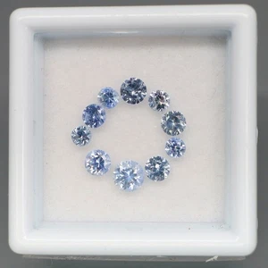 Round Diamond Cut 2.7 to 3.9mm.Heated Only Platinum Blue Sapphire 10Pcs/1.30Ct. - Picture 1 of 6