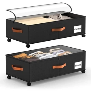 Unterbett Aufbewahrungsbehälter mit Rollen, 9,5 Zoll höhere Unterbettschuhe Bl... - Bild 1 von 7