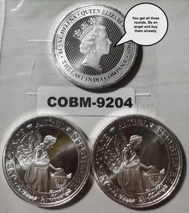 3 ONE-OZ 999 Silver Proof 2021 St Helena Napoleon Angel Rounds East India Co -4  - Picture 1 of 12