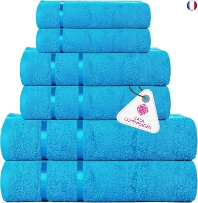 Casa Copenhagen Eternal Ensemble de Serviettes 6 pièces, Bleu Sarcelle, 500  - Photo 1/4