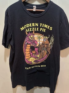 Camisa Modern Times Sizzle Pie Death To False Beer Boss perro para hombre talla L hecha en EE. UU. - Imagen 1 de 4