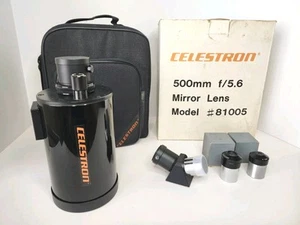 Celestron 500mm f/5.6 Mirror Lens Model #81005 in Box W Case & Edscorp Eyepieces - Picture 1 of 14