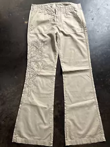 Lucky Brand EMBROIDERED Relax Fit Pants Regular Inseam Beige Size 27 - Picture 1 of 10