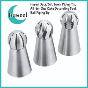HUSEEL 3pcs, Torch Piping Russian Tip, All-in-One Cake Decorating Tool. DH06-3R - Picture 1 of 6