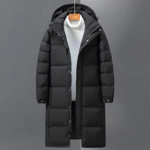 Herren Winter Kapuze Entendaunen Long Jacke Baumwolle wattierter Mantel Sportmantel - Bild 1 von 20