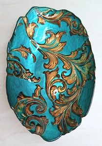 Plato Turco ArdaCam El Arte de Mesa Raro Turquesa Dorado Pintado a Mano Difícil de Encontrar - Imagen 1 de 13