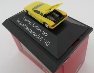 HERPA EXCLUSIV HO 1/87 FERRARI TESTAROSSA JAUNE Messemodell Consumenta '90 Box - Photo 1/4