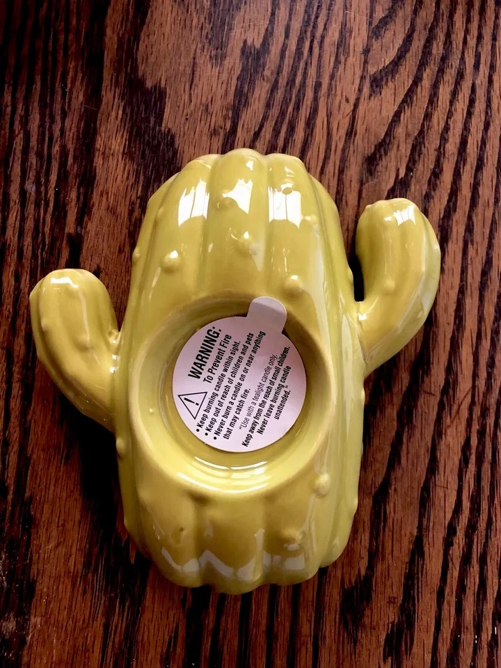 Ceramic Cactus Tea light Holder Green Candle Southwestern Cacti - Image 1 of 1